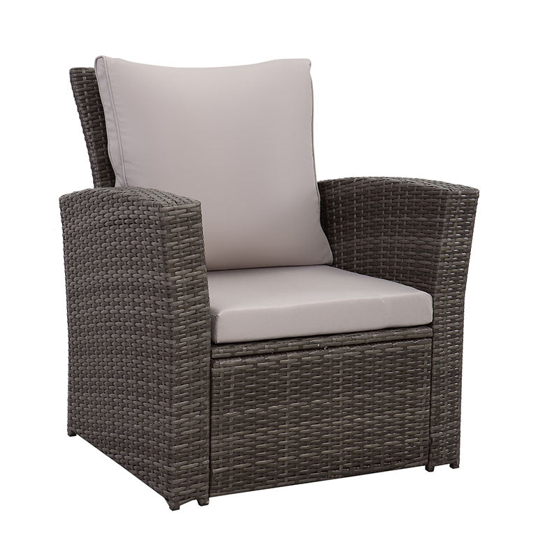 Gartenlounge - Set aus Polyrattan mit 2 Sessel, Sofa & Tisch für 4 Personen Grau - MeXo - Home