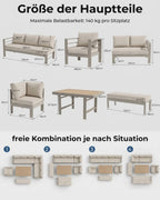 MEXO Gartenlounge-Set (5-teilig), Schenkel links, für 6–8 Personen