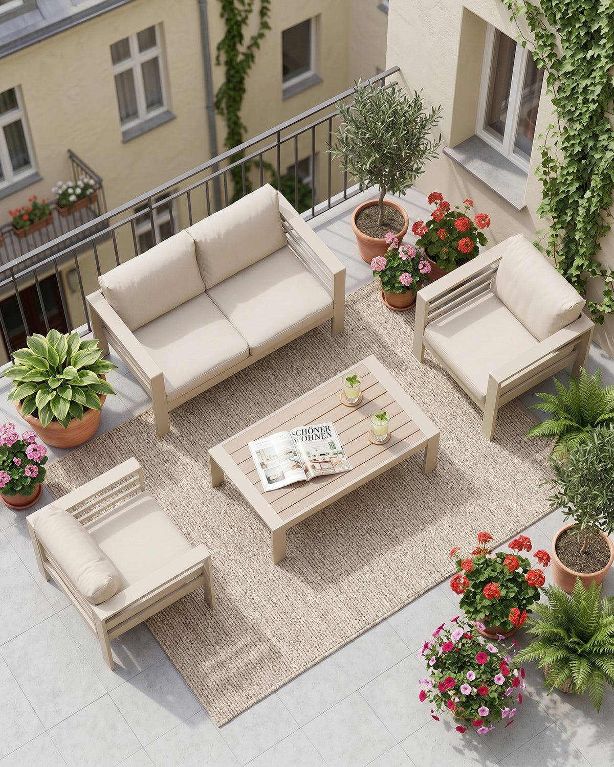 MEXO Balkon-Gartenlounge 4-tlg.