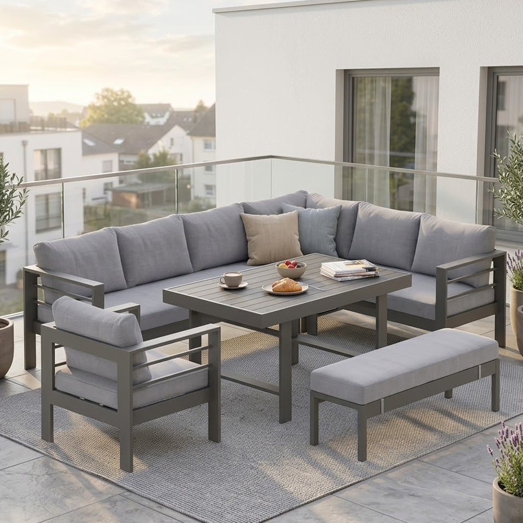 MEXO Gartenlounge-Set (5-teilig), Schenkel links, für 6–8 Personen