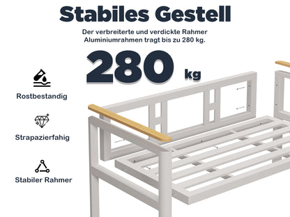 MEXO Gartenlounge-Set Aluminium Balkonmöbel für 4 Personen ( 4-Sitzer Loungesofa-Gartensofa 1x2-Sitzer-Sofa, 2xEinzelsessel, 1xCouchtisch ) , outdoor wetterfest, Belastbarkeit pro Sitzplatz 140kg