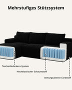 4 - Sitzer Cord - Ecksofa mit Recamiere links - MeXo