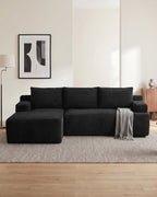 4 - Sitzer Cord - Ecksofa mit Recamiere links - MeXo