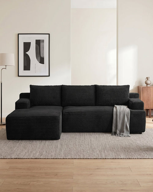 4 - Sitzer Cord - Ecksofa mit Recamiere links - MeXo