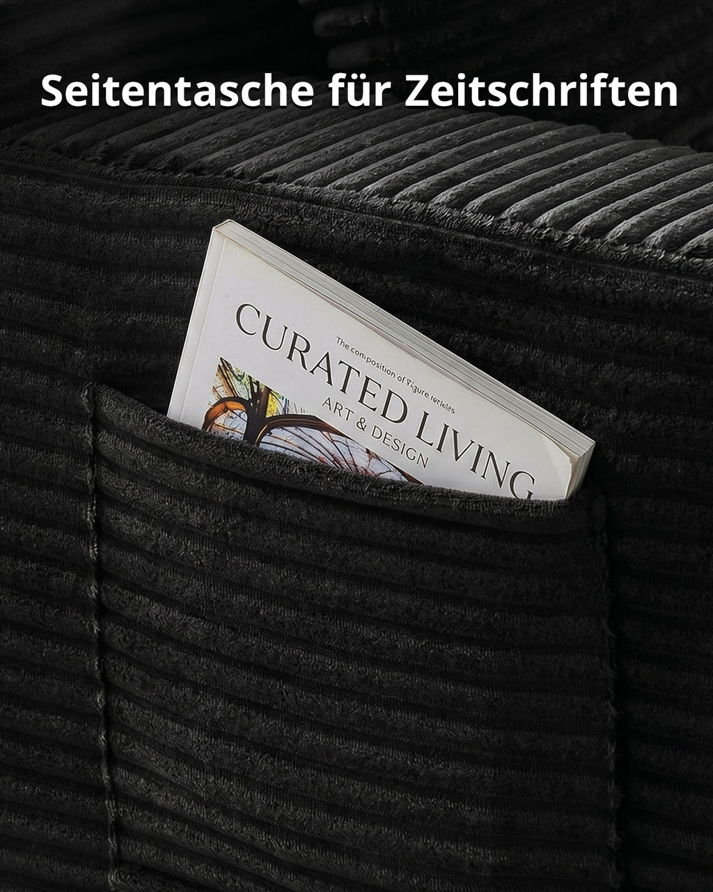 4 - Sitzer Cord - Ecksofa mit Recamiere links - MeXo