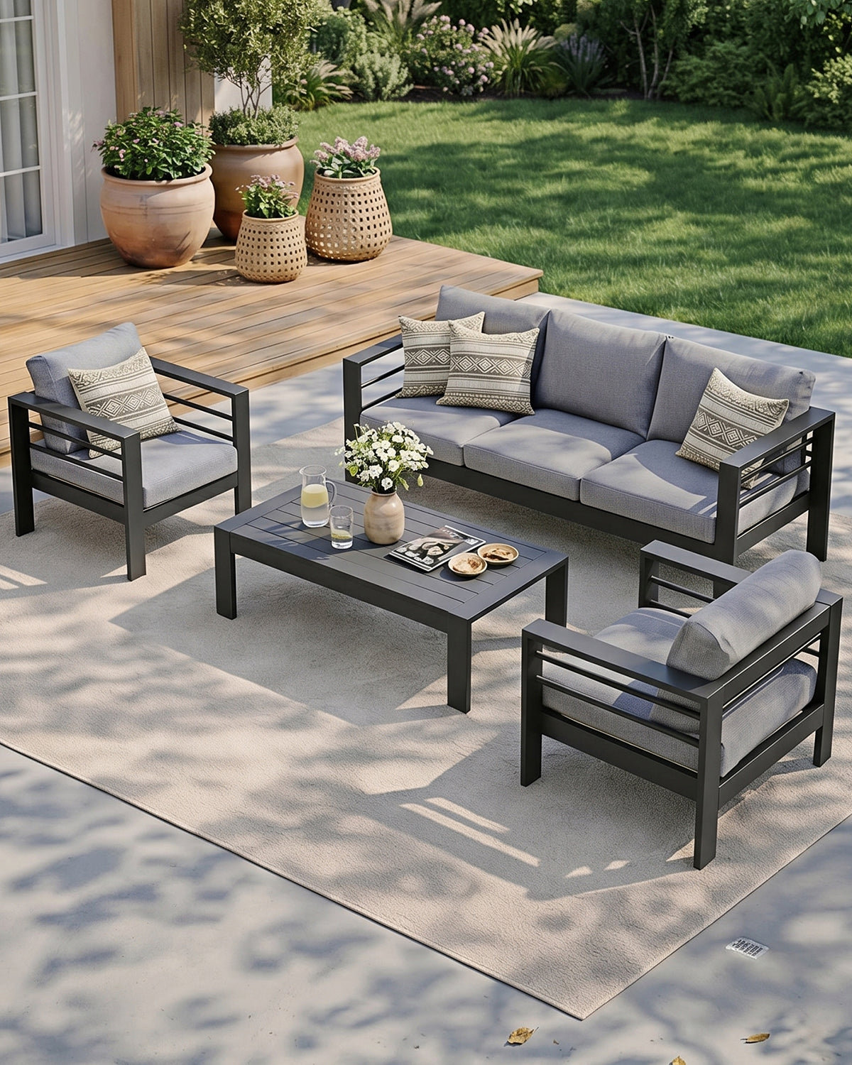 Gartenlounge Set 4-5 Personen weiß