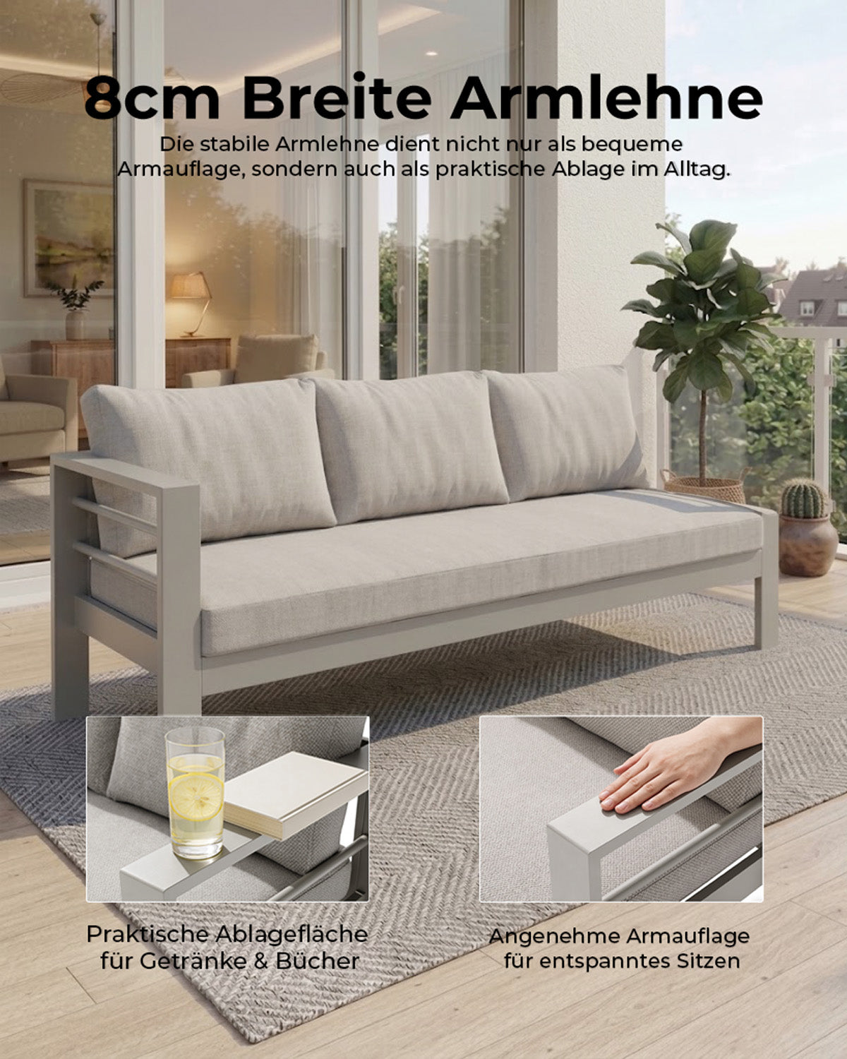 MEXO Gartenlounge-Set (5-teilig), Schenkel links, für 6–8 Personen