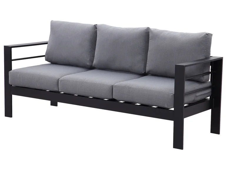 7 - Sitzer Gartenlounge - Set aus Aluminium mit Polster Grau/Schwarz - MeXo - Home