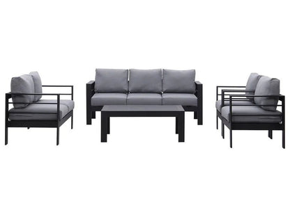 7 - Sitzer Gartenlounge - Set aus Aluminium mit Polster Grau/Schwarz - MeXo - Home