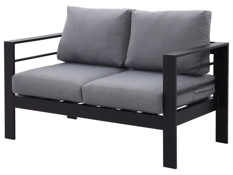 7 - Sitzer Gartenlounge - Set aus Aluminium mit Polster Grau/Schwarz - MeXo - Home