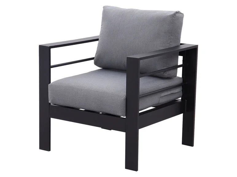 7 - Sitzer Gartenlounge - Set aus Aluminium mit Polster Grau/Schwarz - MeXo - Home