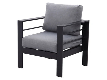 7 - Sitzer Gartenlounge - Set aus Aluminium mit Polster Grau/Schwarz - MeXo - Home
