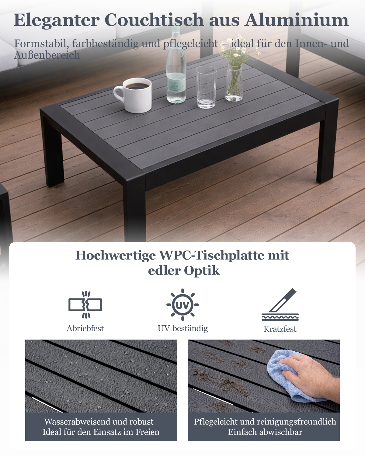 MEXO Gartenlounge-Set Terrassenmöbel Set 8-10 Personen Aluminium outdoor wetterfest (7-tlg.), Gartenmöbel Set für Außenbereich, Terrasse, Balkon und Garten