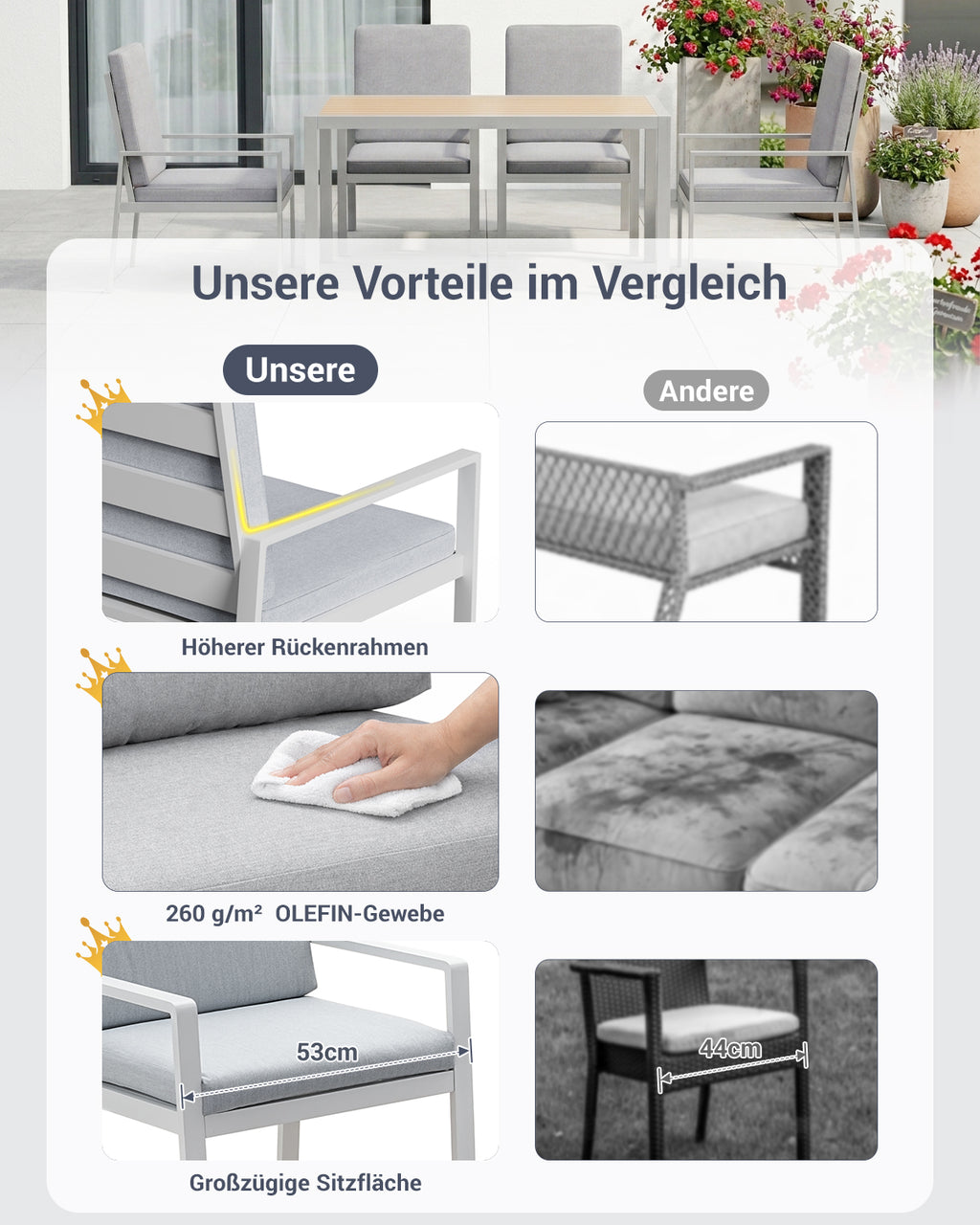 MEXO Garten-Essgruppe 4–6 Personen