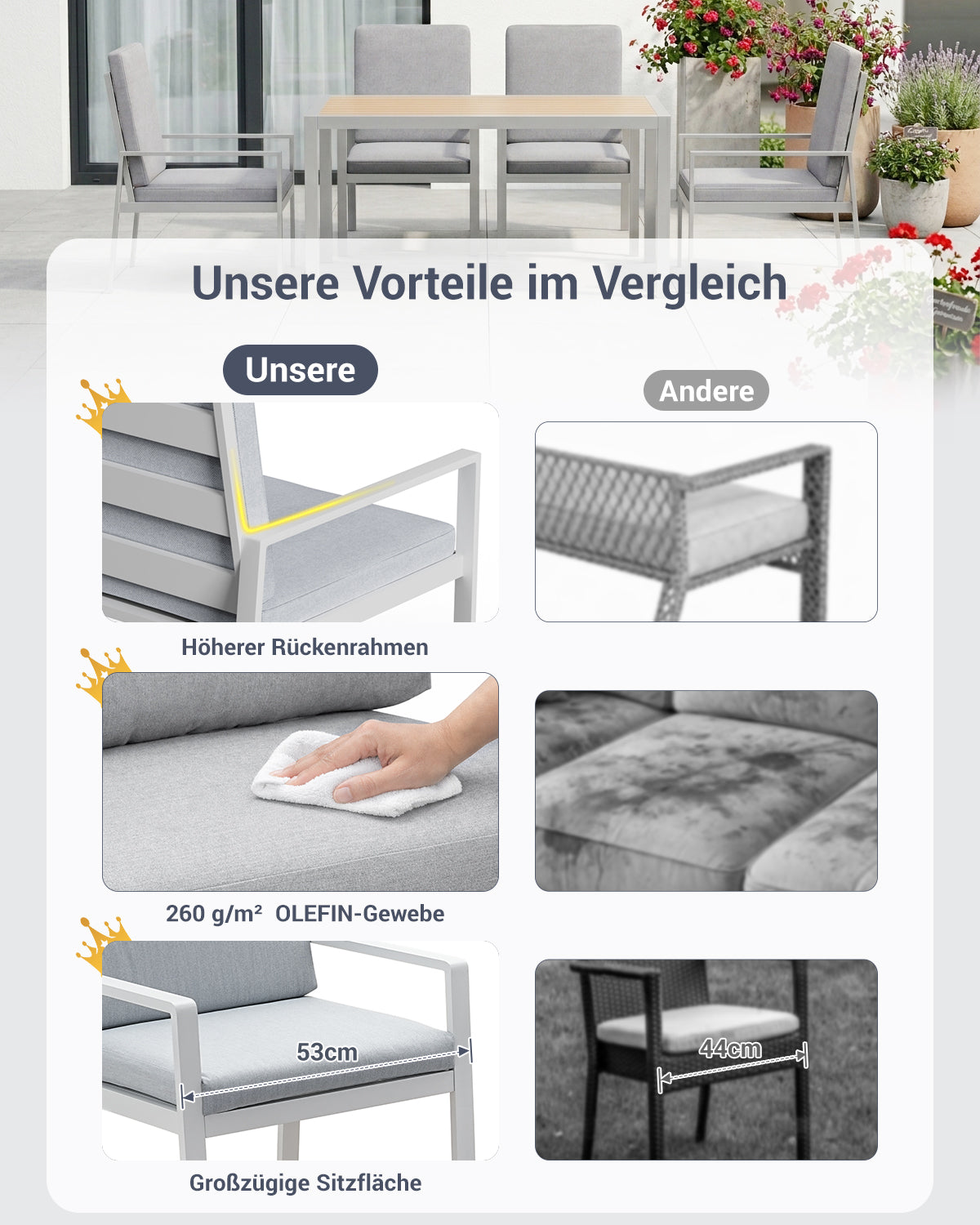 MEXO Garten-Essgruppe 4–6 Personen