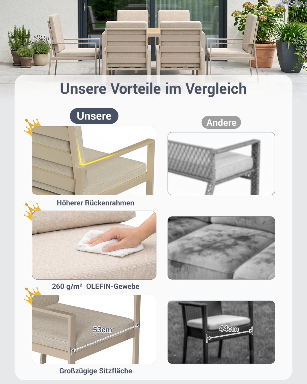 MEXO Garten-Essgruppe 4–6 Personen