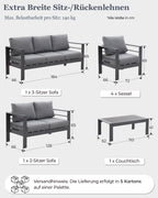 MEXO Gartenlounge-Set Terrassenmöbel Set 8-10 Personen Aluminium outdoor wetterfest (7-tlg.), Gartenmöbel Set für Außenbereich, Terrasse, Balkon und Garten