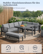 MEXO XXL Garten-Ecklounge 5-tlg. 6–8 Personen