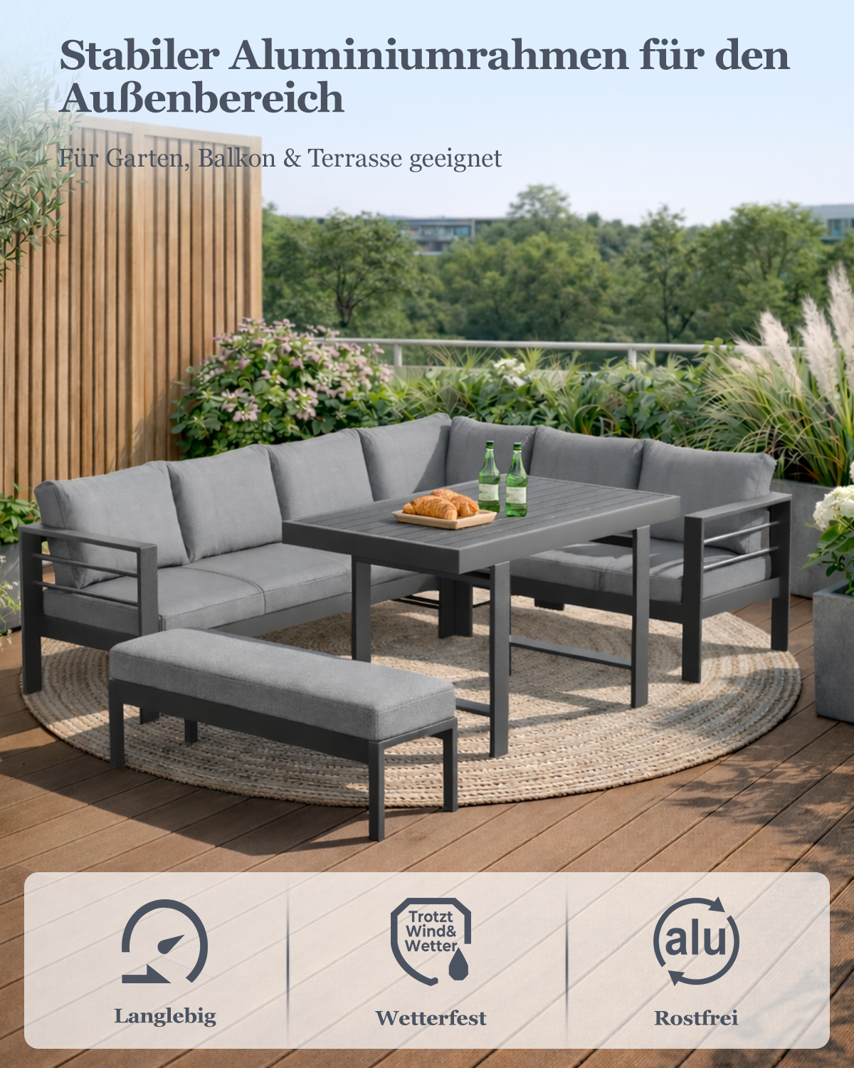 MEXO XXL Garten-Ecklounge 5-tlg. 6–8 Personen