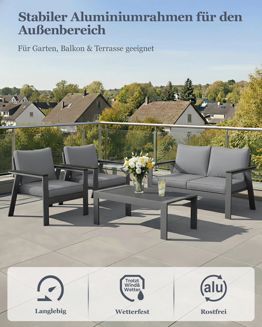 MEXO Balkonmöbel Set 4-tlg.