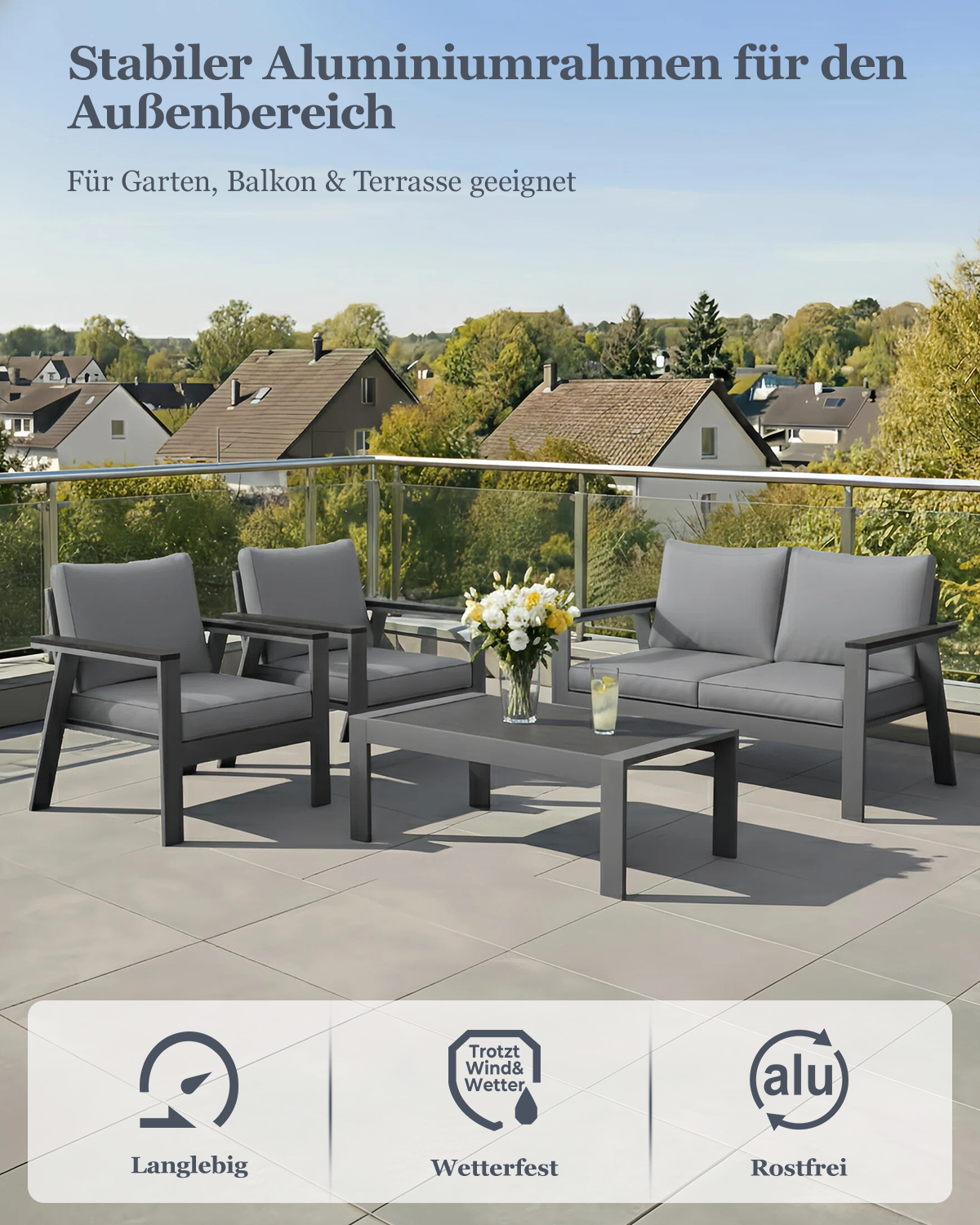 MEXO Balkonmöbel Set 4-tlg.