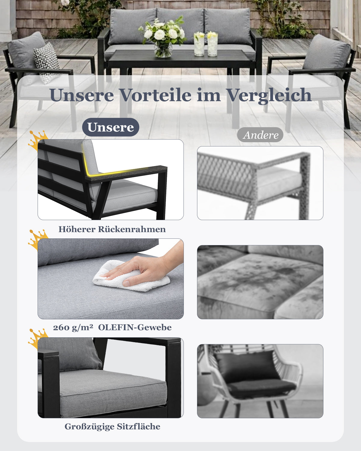 MEXO Gartenmöbel Set 4-tlg. 5–6 Personen