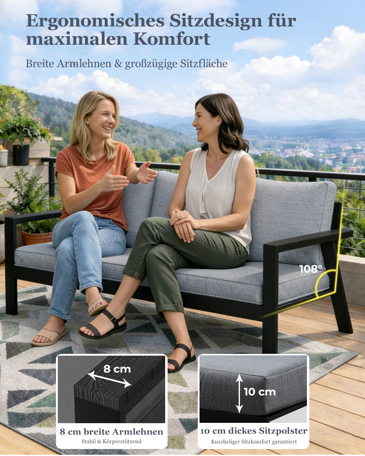 MEXO Gartenmöbel Set 4-tlg. 5–6 Personen