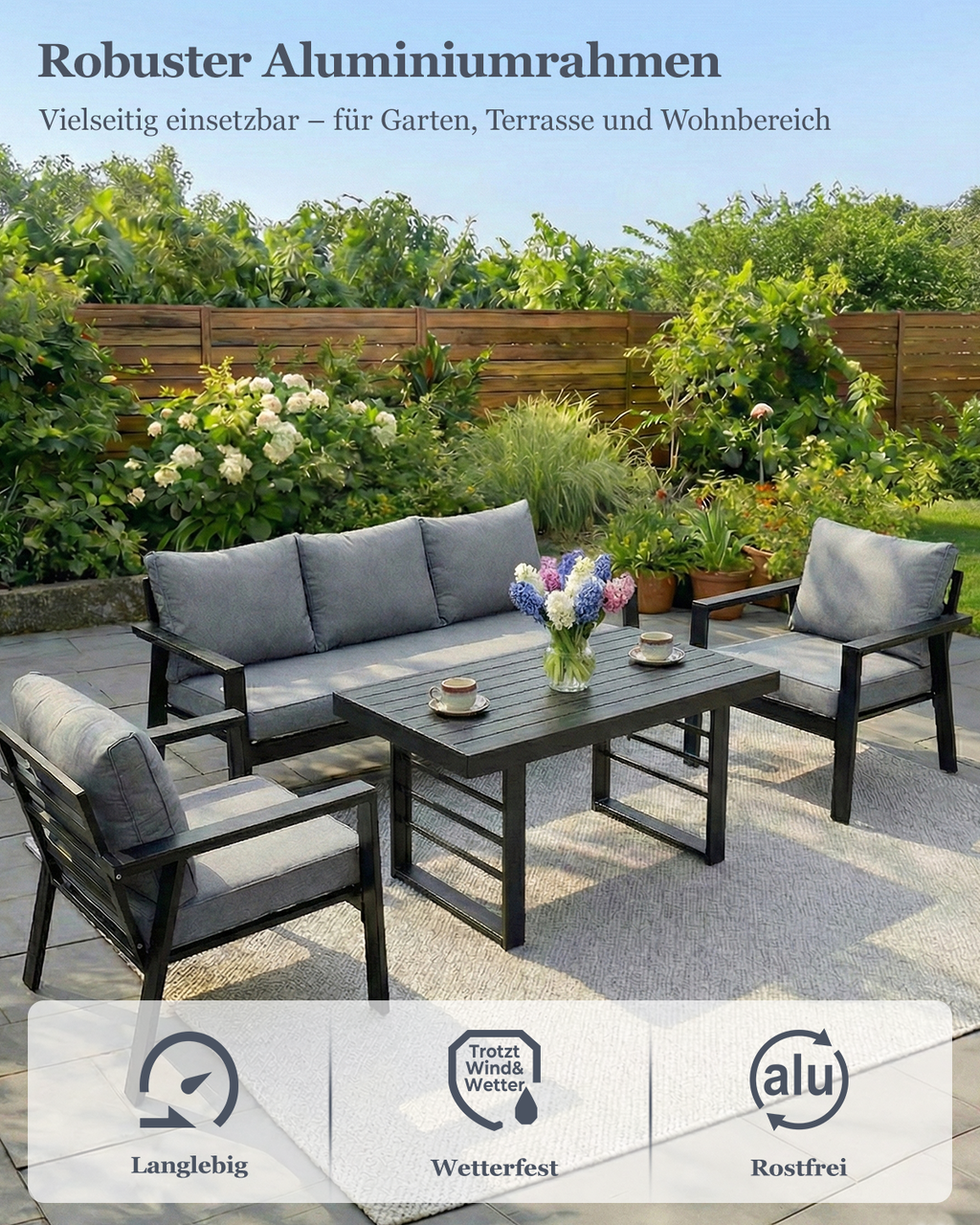 MEXO Gartenmöbel Set 4-tlg. 5–6 Personen