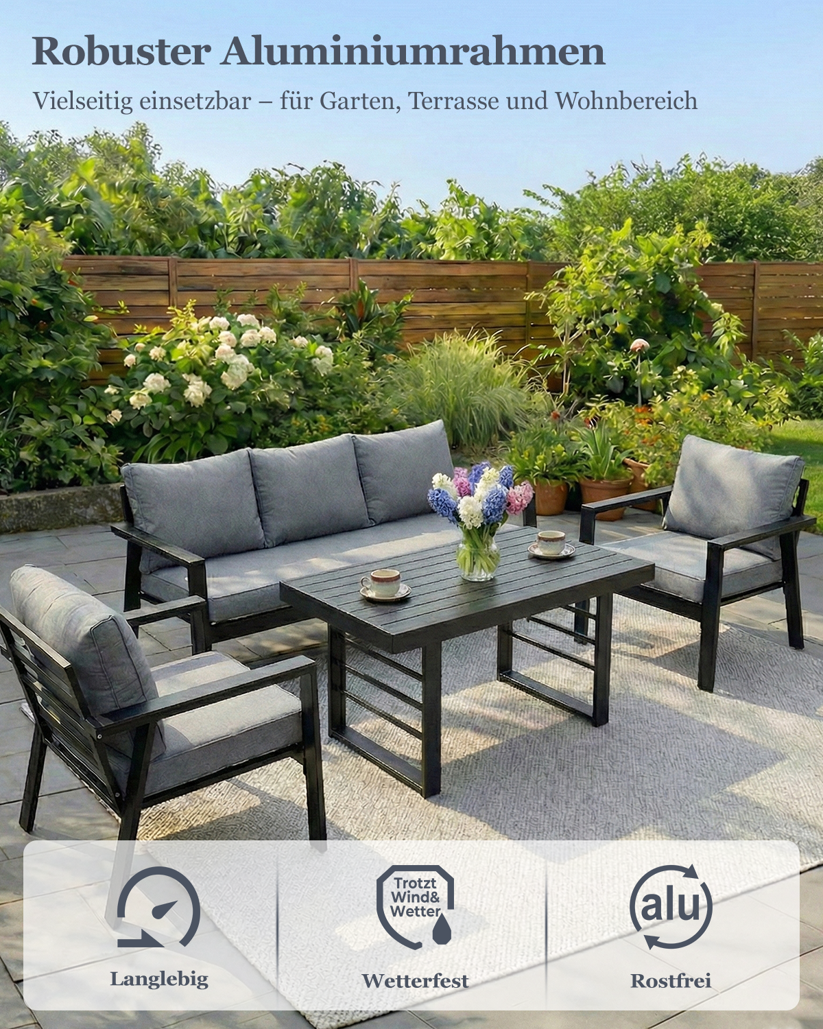 MEXO Gartenmöbel Set 4-tlg. 5–6 Personen