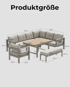 MEXO Gartenlounge-Set (5-teilig), Schenkel links, für 6–8 Personen