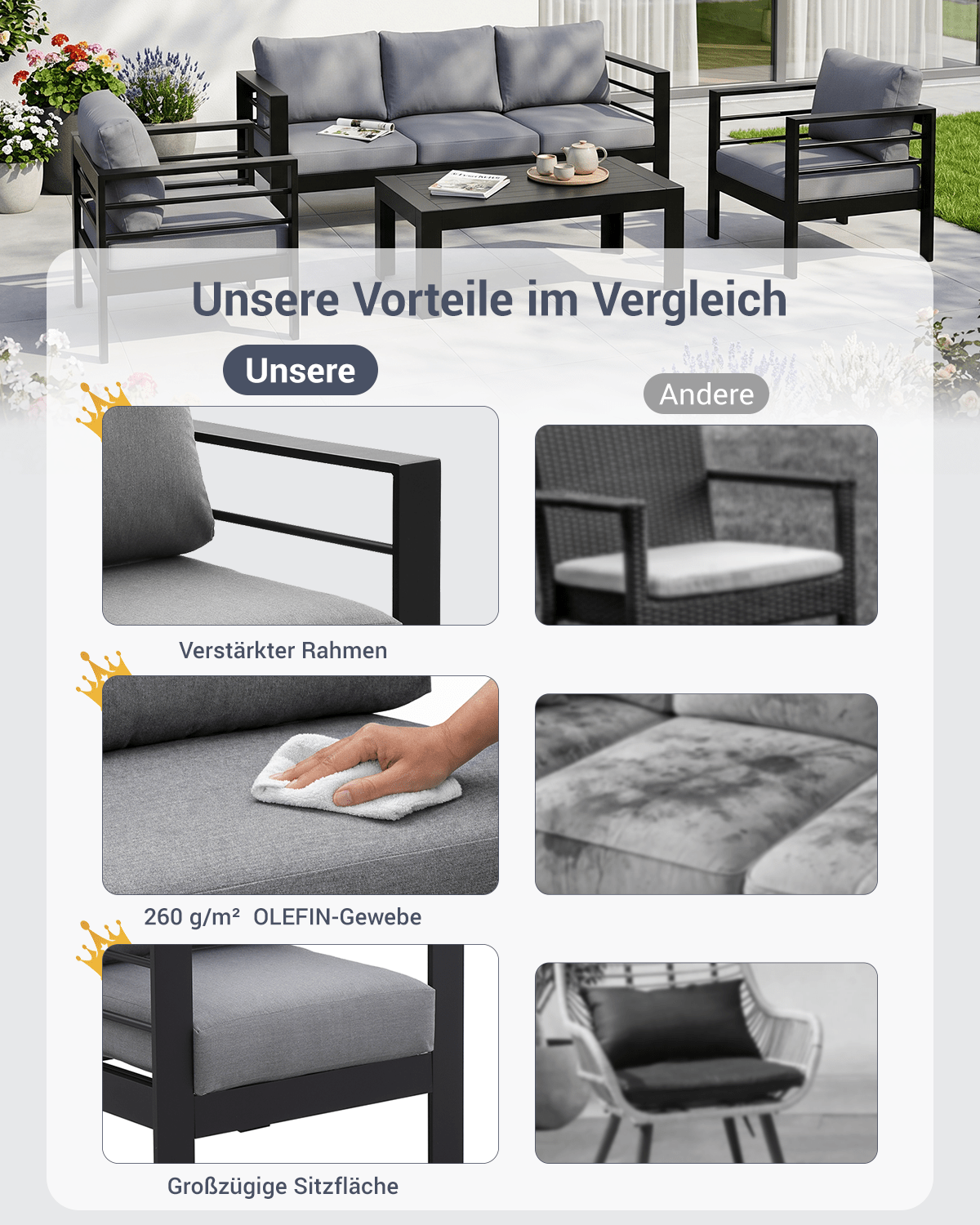 Gartenlounge Set 4 - 5 Personen - MeXo