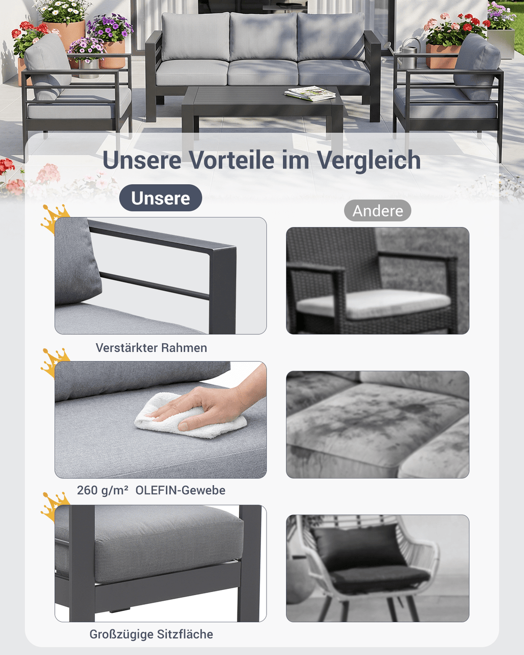 Gartenlounge Set 4 - 5 Personen - MeXo