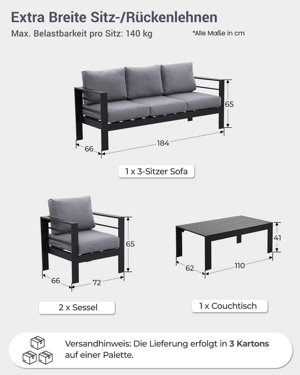 Gartenlounge Set 4 - 5 Personen - MeXo