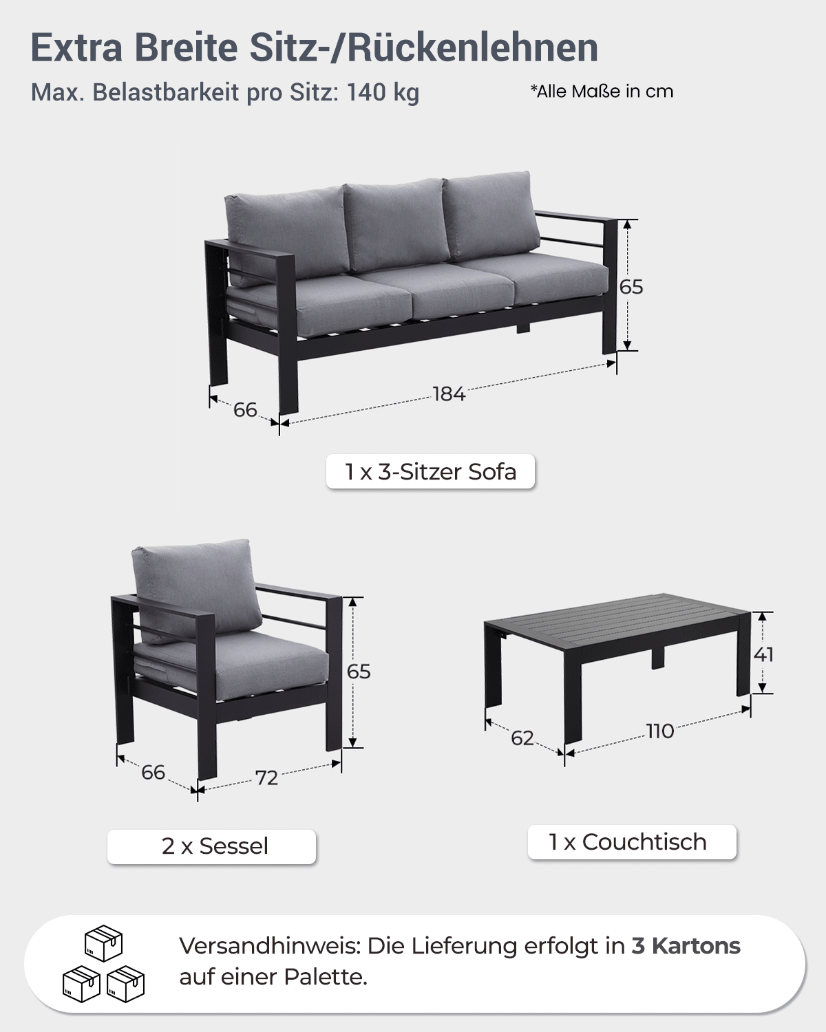 Gartenlounge Set 4 - 5 Personen - MeXo