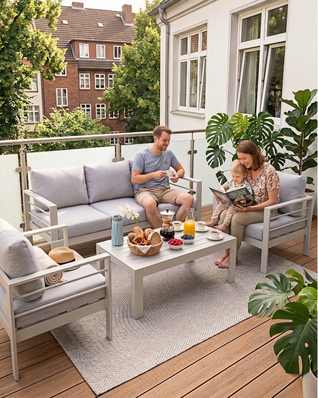 Gartenlounge Set 4 - 5 Personen weiß - MeXo