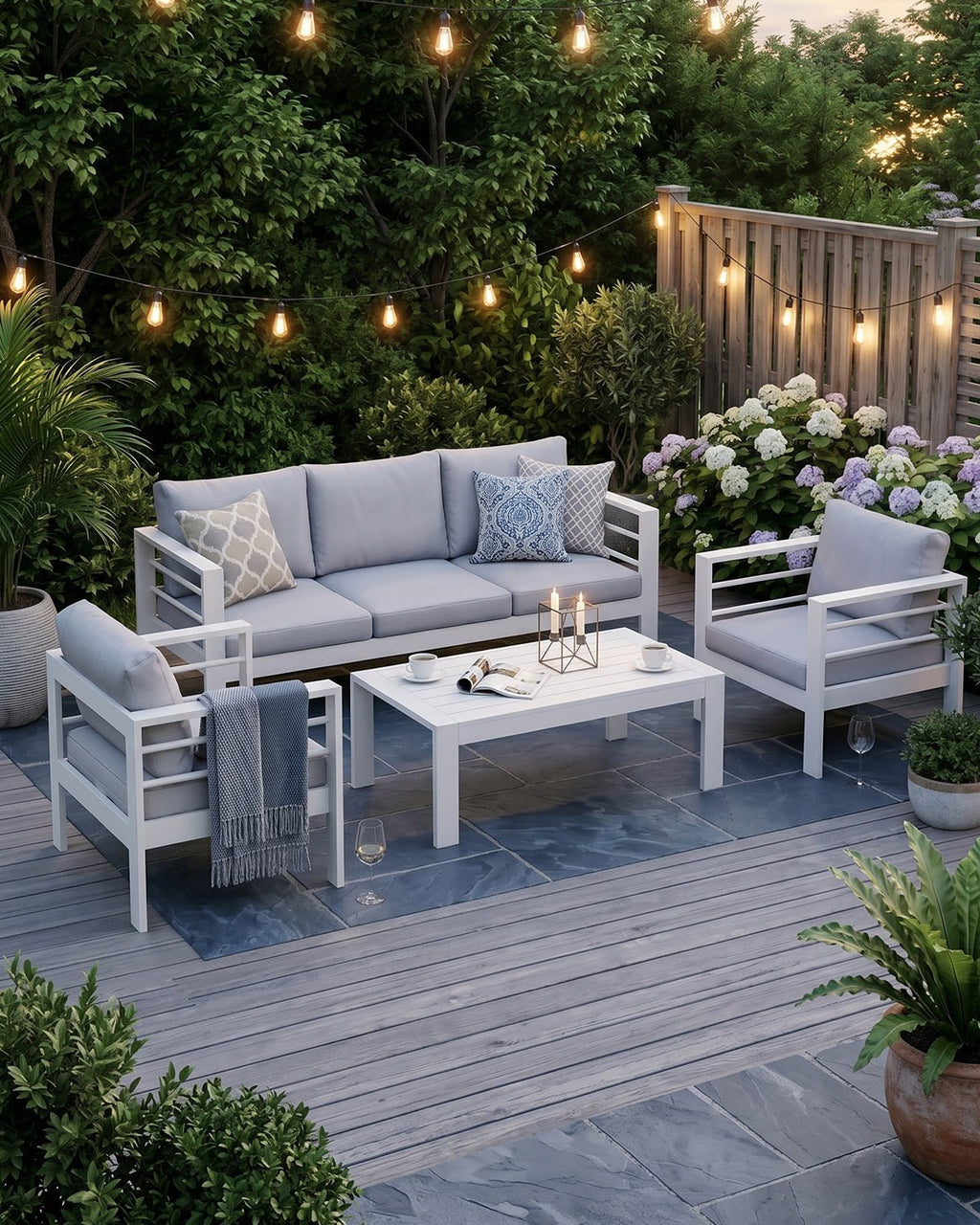 Gartenlounge Set 4 - 5 Personen weiß - MeXo