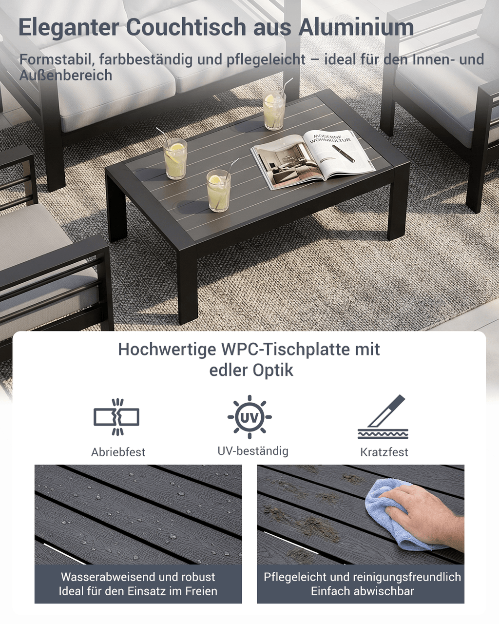 Gartenlounge Set 4 Personen schwarz - MeXo