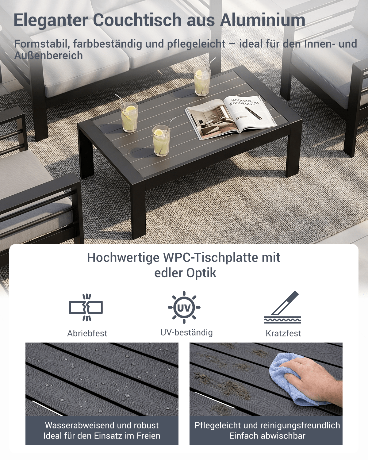 Gartenlounge Set 4 Personen schwarz - MeXo