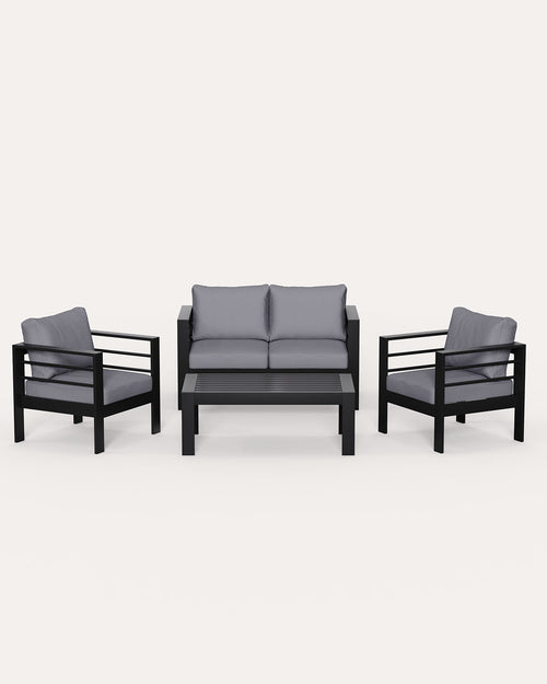 Gartenlounge Set 4 Personen schwarz - MeXo