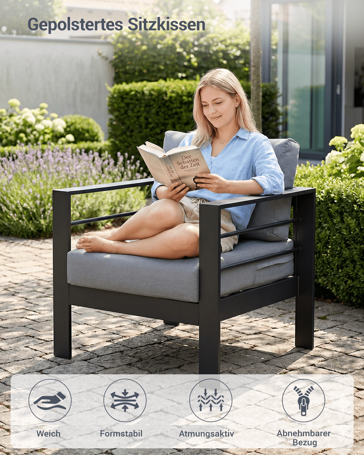 Gartenlounge Set 4 Personen schwarz - MeXo