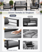Gartenlounge Set 4 Personen schwarz - MeXo