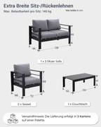 Gartenlounge Set 4 Personen schwarz - MeXo