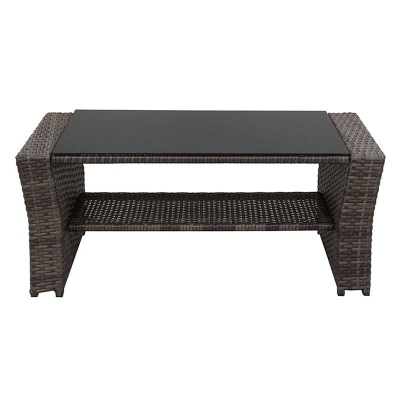 Gartenlounge - Set aus Polyrattan mit 2 Sessel, Sofa & Tisch für 4 Personen Grau - MeXo - Home