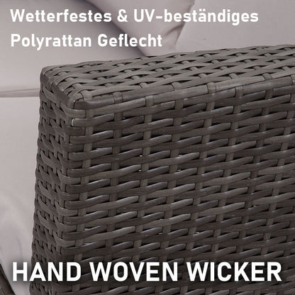 Gartenlounge - Set aus Polyrattan mit 2 Sessel, Sofa & Tisch für 4 Personen Grau - MeXo - Home
