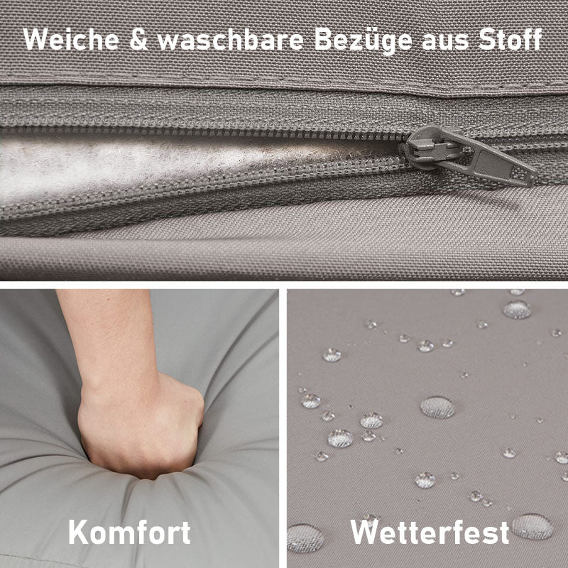 Gartenlounge - Set aus Polyrattan mit 2 Sessel, Sofa & Tisch für 4 Personen Grau - MeXo - Home