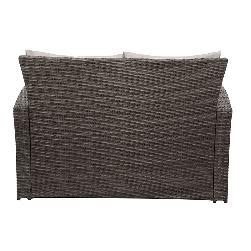 Gartenlounge - Set aus Polyrattan mit 2 Sessel, Sofa & Tisch für 4 Personen Grau - MeXo - Home