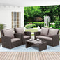 Gartenlounge - Set aus Polyrattan mit 2 Sessel, Sofa & Tisch für 4 Personen Grau - MeXo - Home