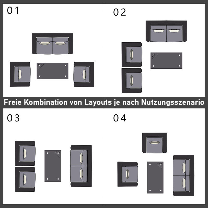 Gartenlounge - Set aus Polyrattan mit 2 Sessel, Sofa & Tisch für 4 Personen Grau - MeXo - Home