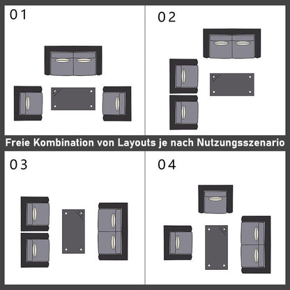 Gartenlounge - Set aus Polyrattan mit 2 Sessel, Sofa & Tisch für 4 Personen Grau - MeXo - Home