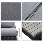 Gartenlounge - Set aus Polyrattan mit Ecklounge, Esstisch, 3 Hocker, Polster | Schwarz - MeXo - Home